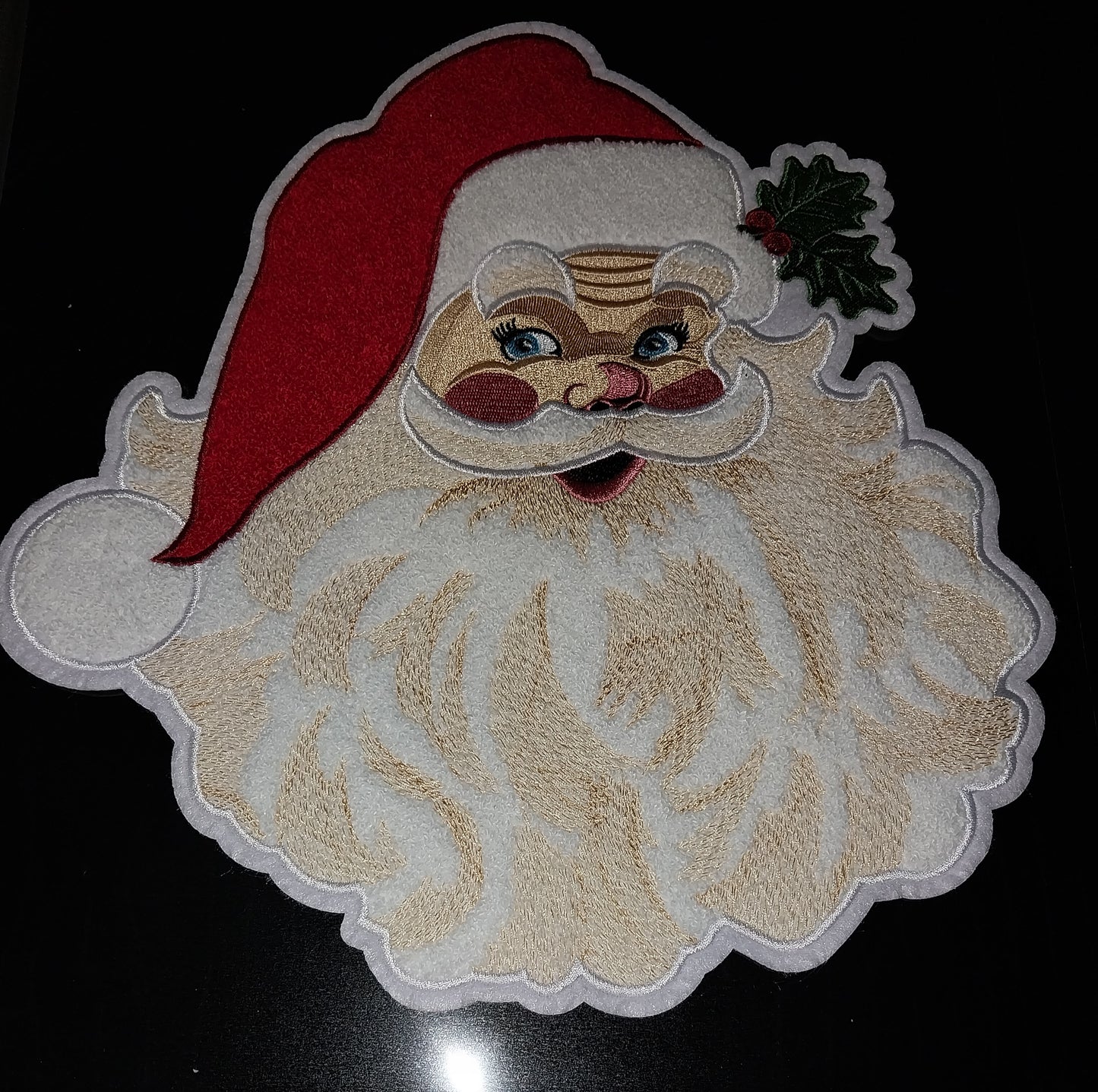 Santa Head Chenille Patch