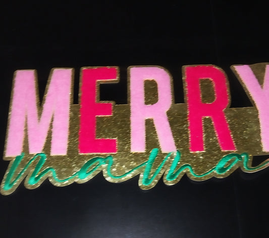 Merry MAMA sequin Chenille Patch