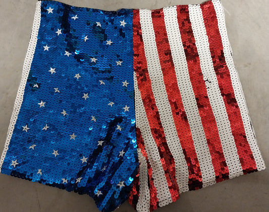 Stars & Stripes Sequin Shorts w/Zipper