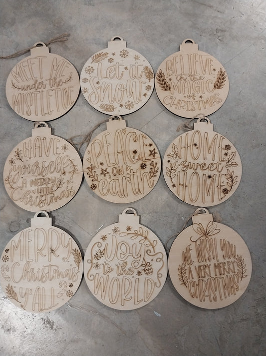 6" Engraved Word Ornament