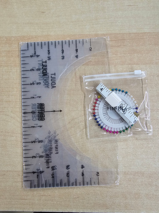 T-Shirt Ruler, 7Pc. Pearl Pins