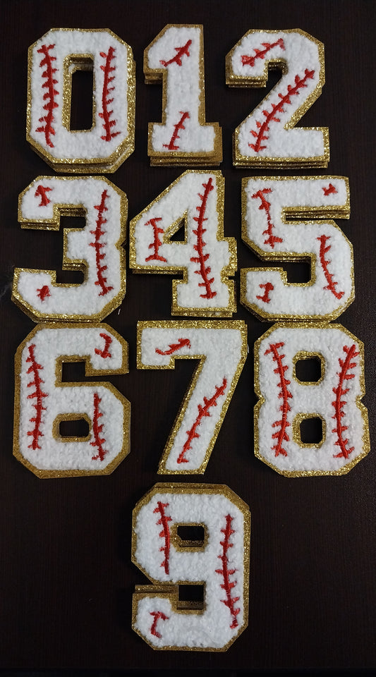 Baseball Numbers Chenille Patch 3"