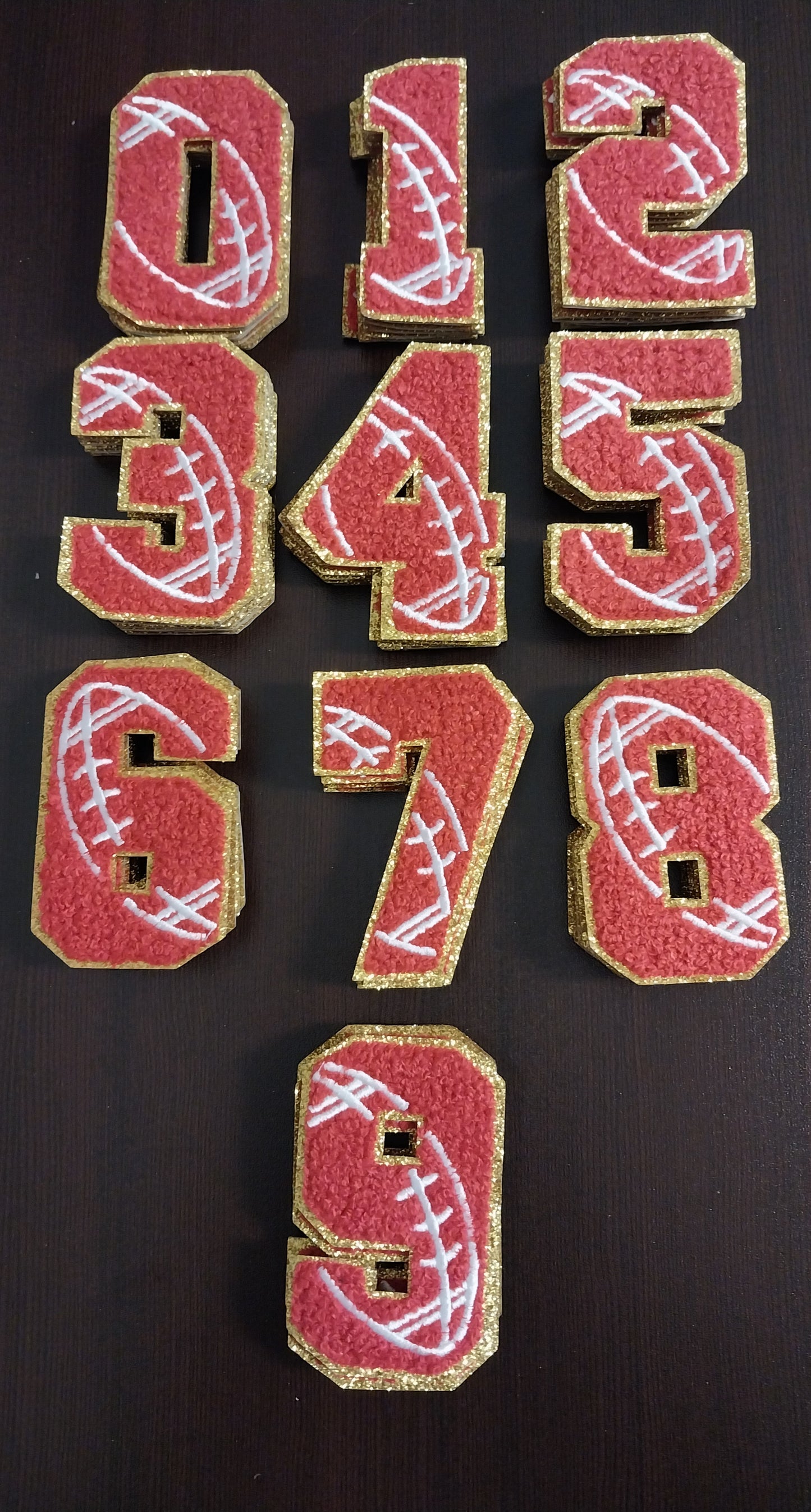 Football  Numbers Chenille Patch 3"