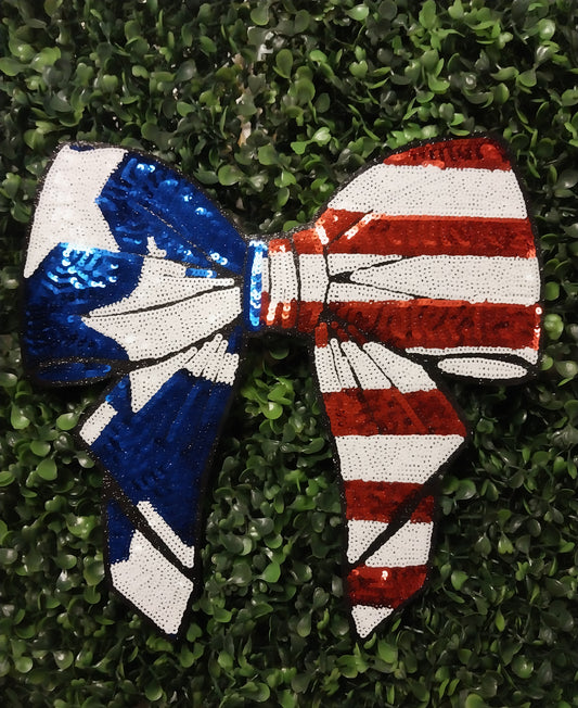 USA Flag Bow  Sequin Patch