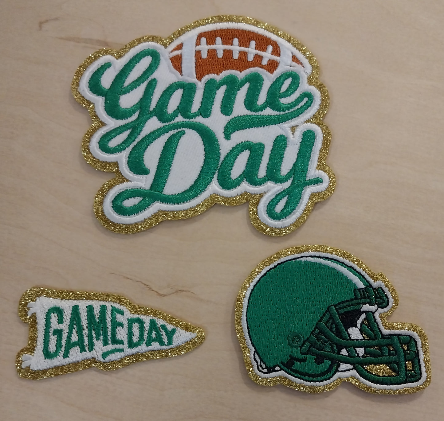 Helmet, Flag, Game Day Embroidered Patch - IRON ON