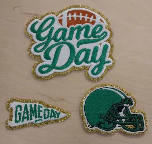 Helmet, Flag, Game Day Embroidered Patch - IRON ON