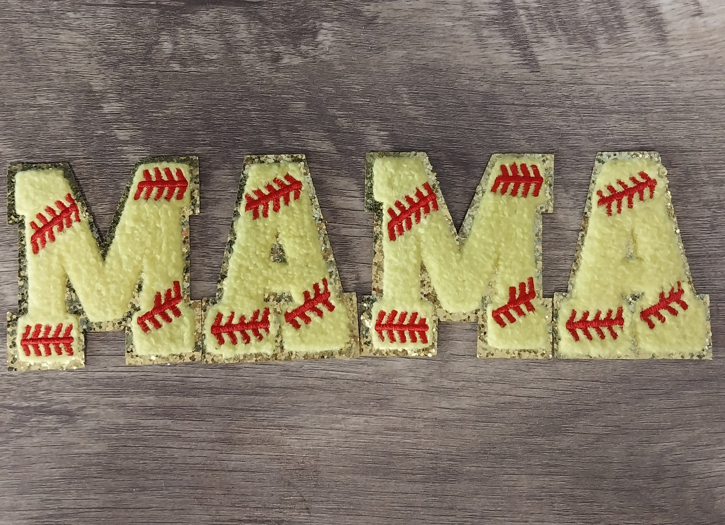 Softball "MAMA"  Chenille Letters Patch -2"