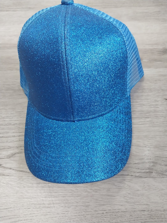 Glitter Ponytail Trucker Hats - Structured Mesh