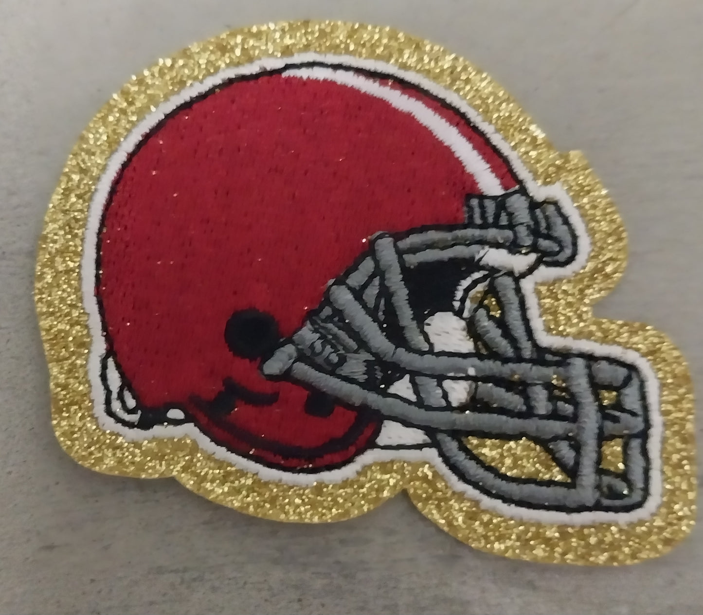 Helmet, Flag, Game Day Embroidered Patch - IRON ON