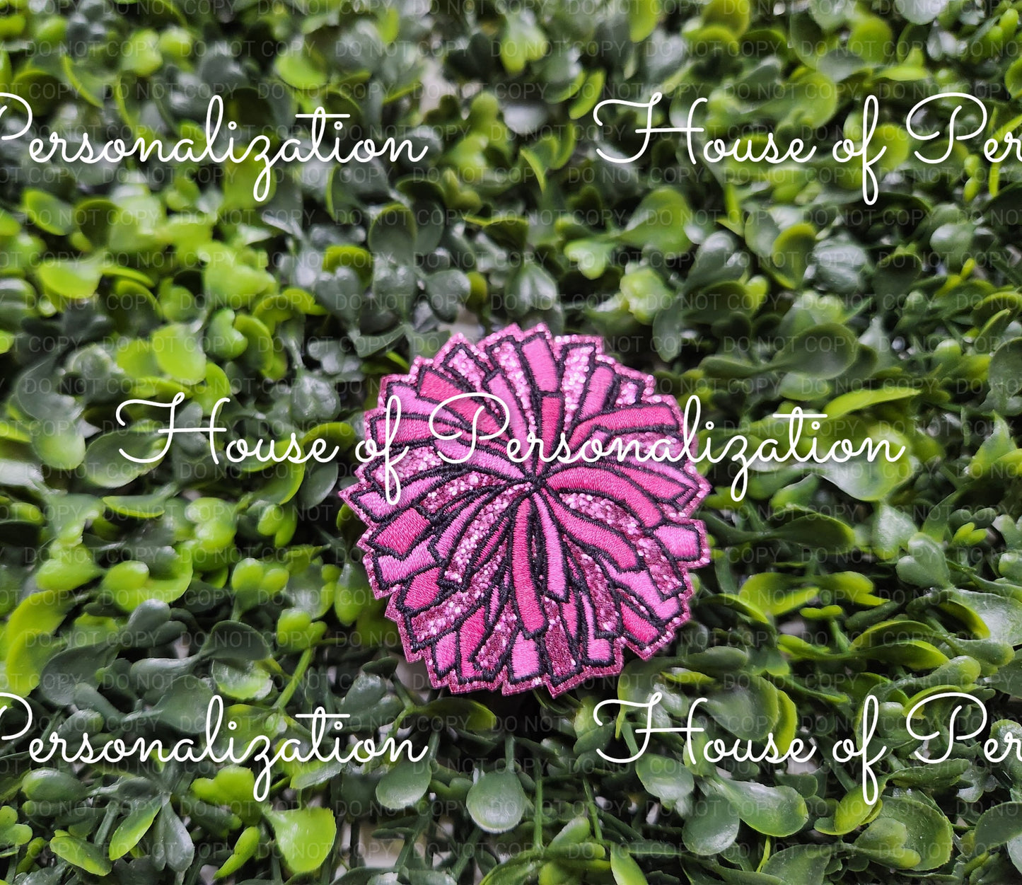 2.5" Pom Pom Glitter  -  Embroidered  Patch
