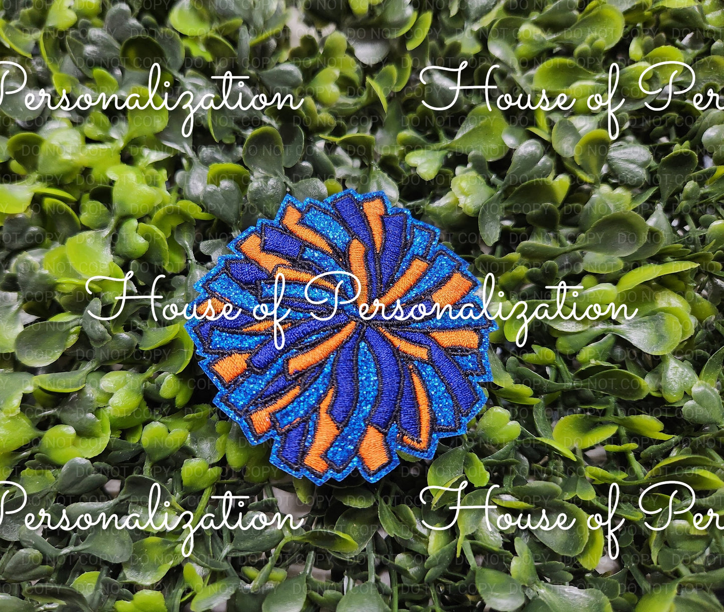 2.5" Pom Pom Glitter  -  Embroidered  Patch