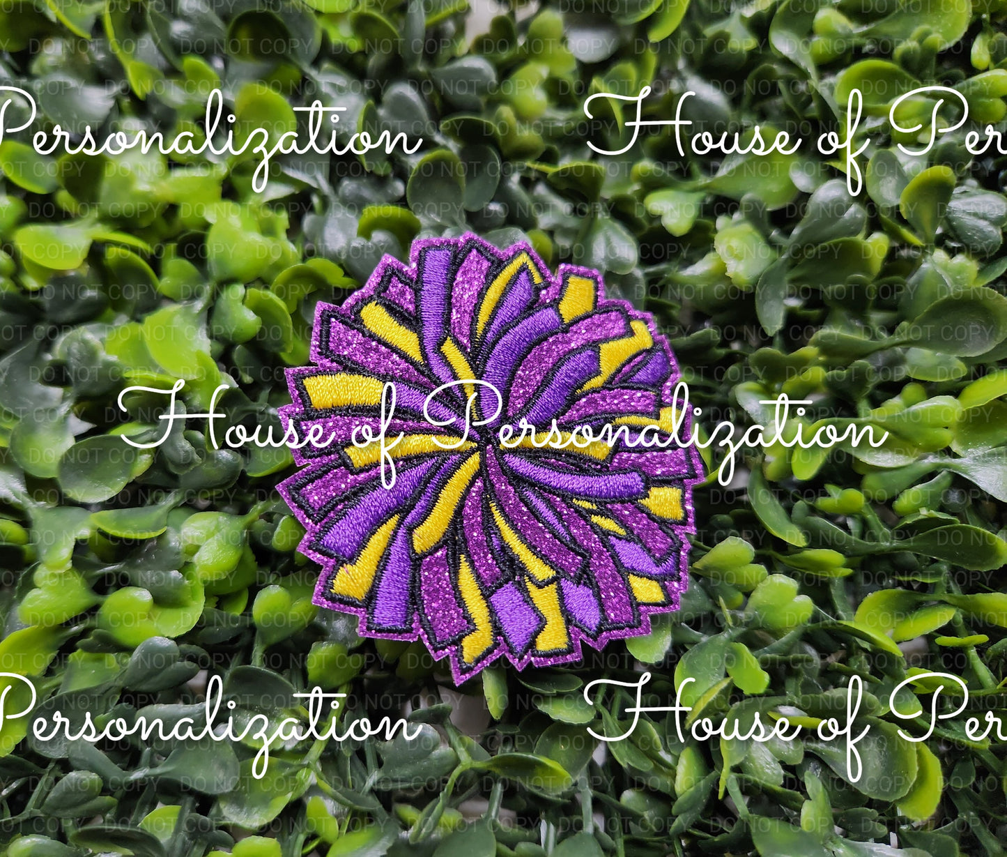 2.5" Pom Pom Glitter  -  Embroidered  Patch