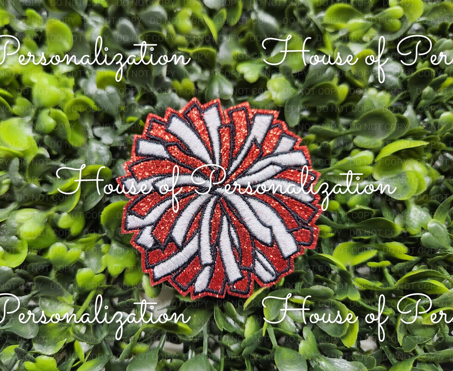 2.5" Pom Pom Glitter  -  Embroidered  Patch