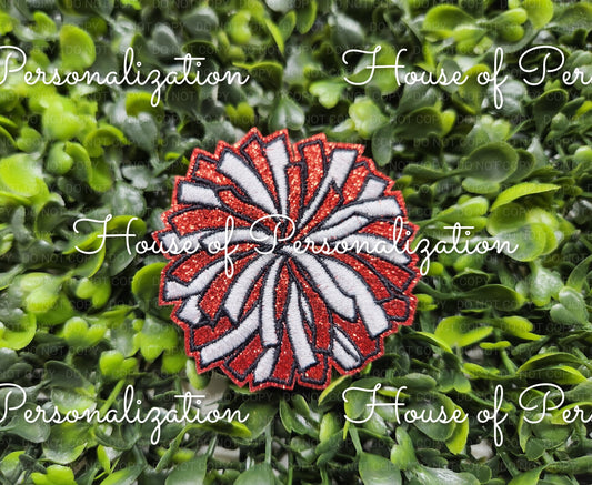 2.5" Pom Pom Glitter  -  Embroidered  Patch