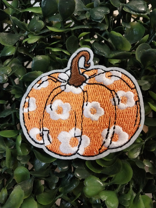 Floral Pumpkin Hat Patch  3.5"