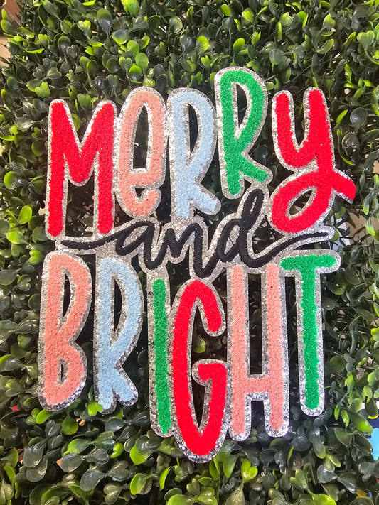 Merry and bright chenille Patch