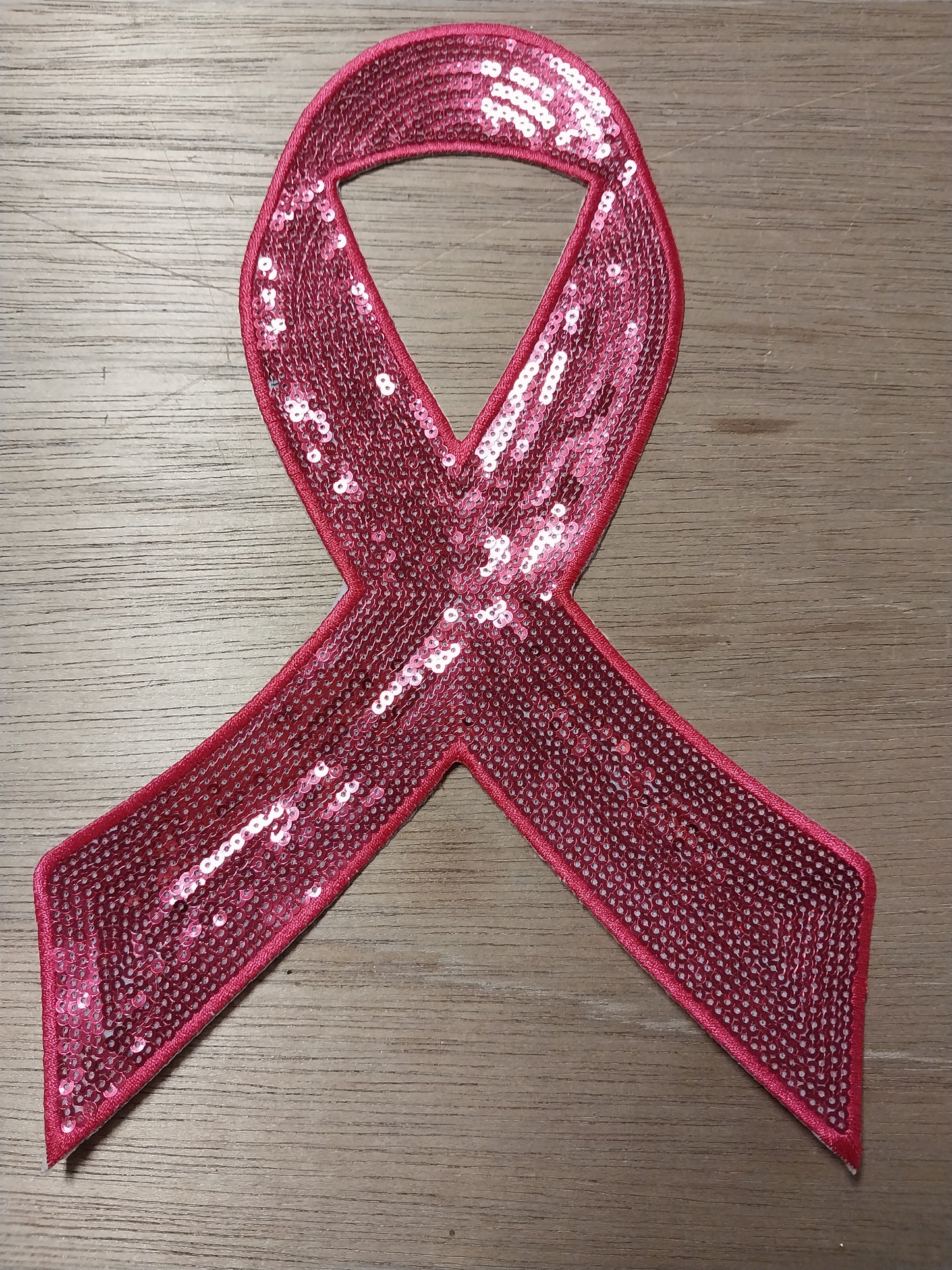 Breast Cancer Ribbon 10" Sequin Patch