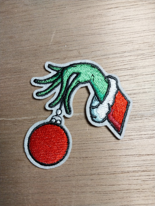 Grinch Hand Ornament....Embroidered