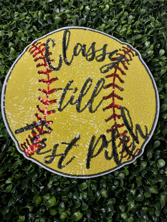 Softball Classy till 1st Pitch Sequin Patch