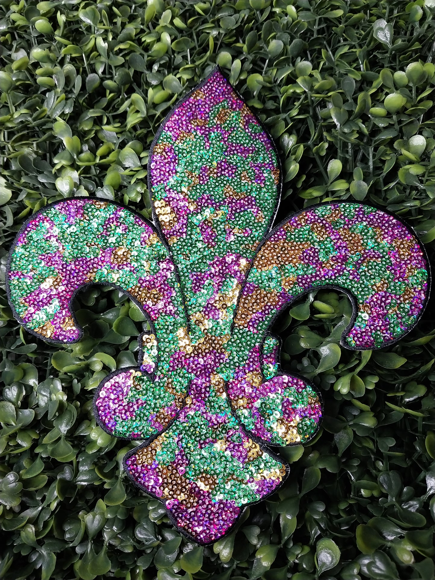 Mardi Gras Fleur De Lis Multi Color Sequin Patch