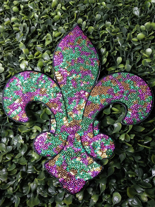 Mardi Gras Fleur De Lis Multi Color Sequin Patch