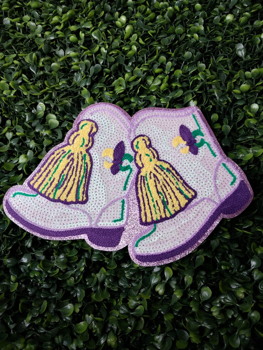 Majorette Boots Chenille/Sequin Patch Mardi Gras