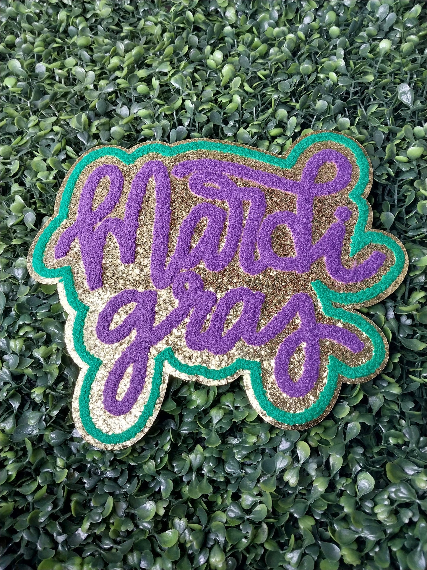 Mardi Gras Chenille/Glitter  Patch