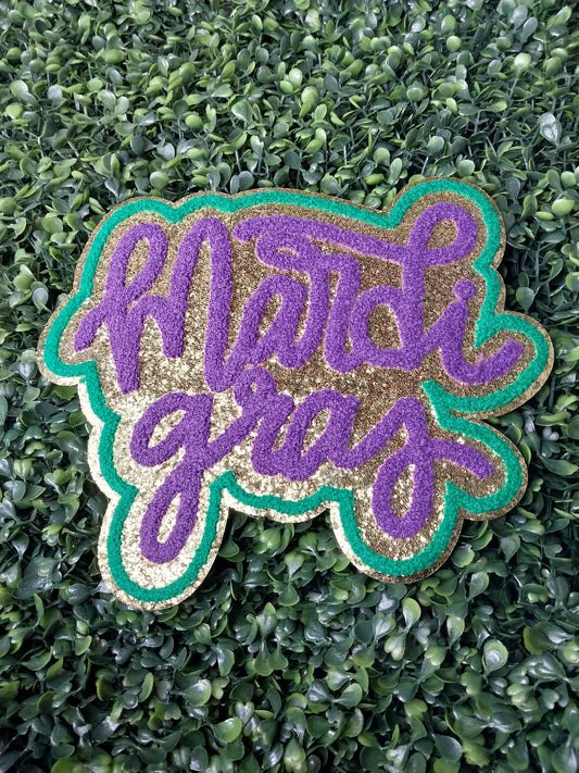 Mardi Gras Chenille/Glitter  Patch