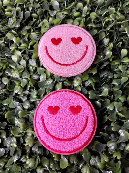 Heart Eyes  Smiley Hat Patch Chenille 3"