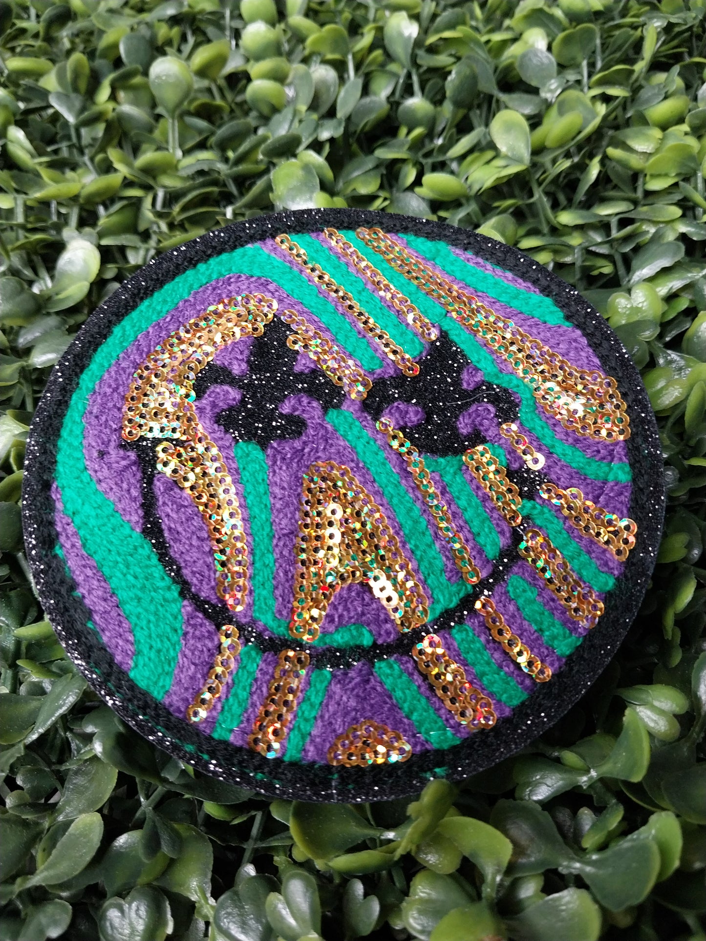 Mardi Gras FDL Smiley Face Sequin/Glitter Hat Patch