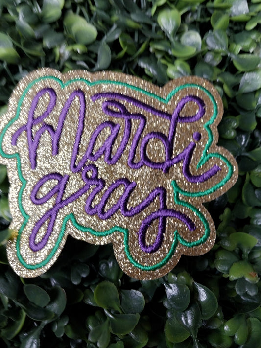 Mardi Gras Embroidered/Glitter  Hat Patch