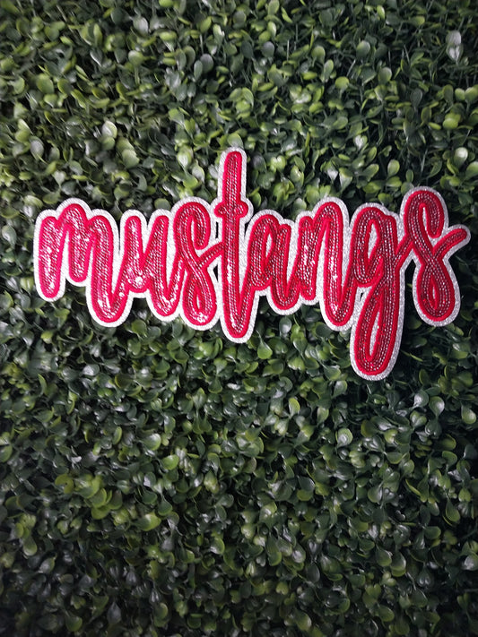 Mustangs  Cursive Sequin Patch