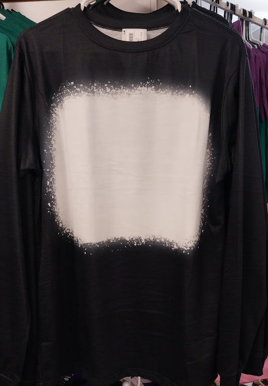 Black Splatter Sublimation BLANK FAUX BLEACHED TOP LONG SLEEVE