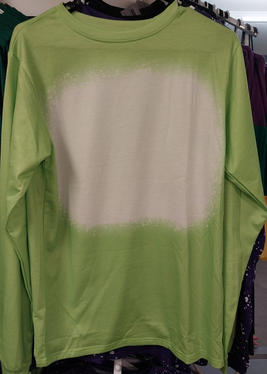 Lime Green Splatter Sublimation BLANK FAUX BLEACHED TOP LONG SLEEVE