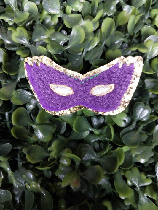 Mardi Gras Mask  Chenille Hat Patch