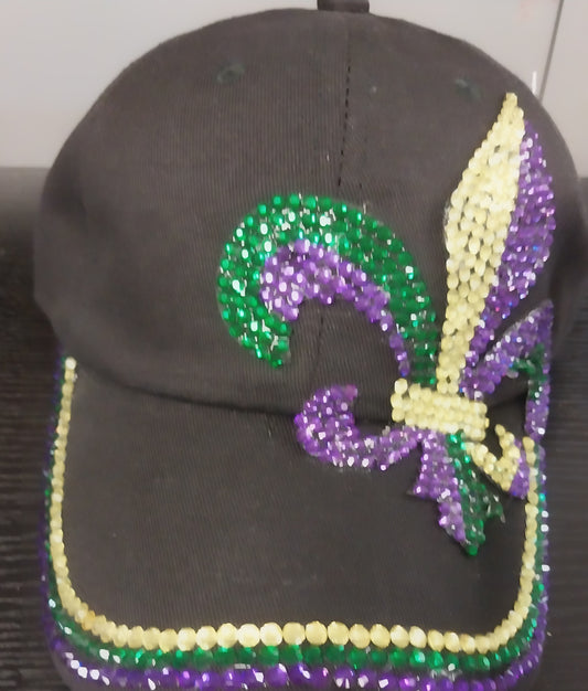 Mardi Gras Fleur De Lis Rhinestone Hat