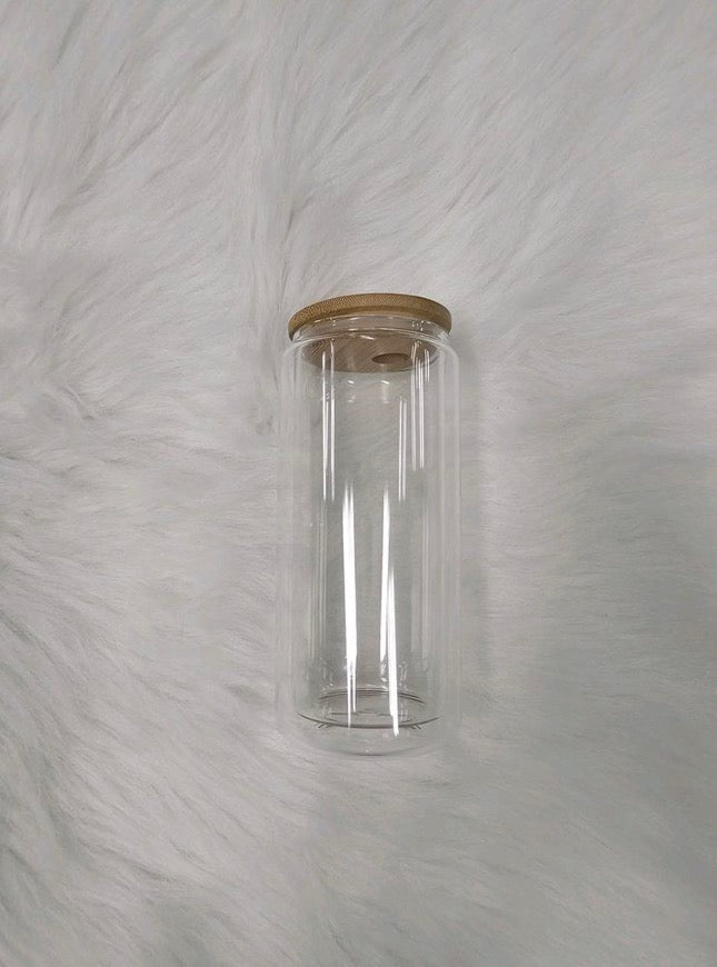 Sublimation Snow Globe Glass Can with Bamboo Lid
