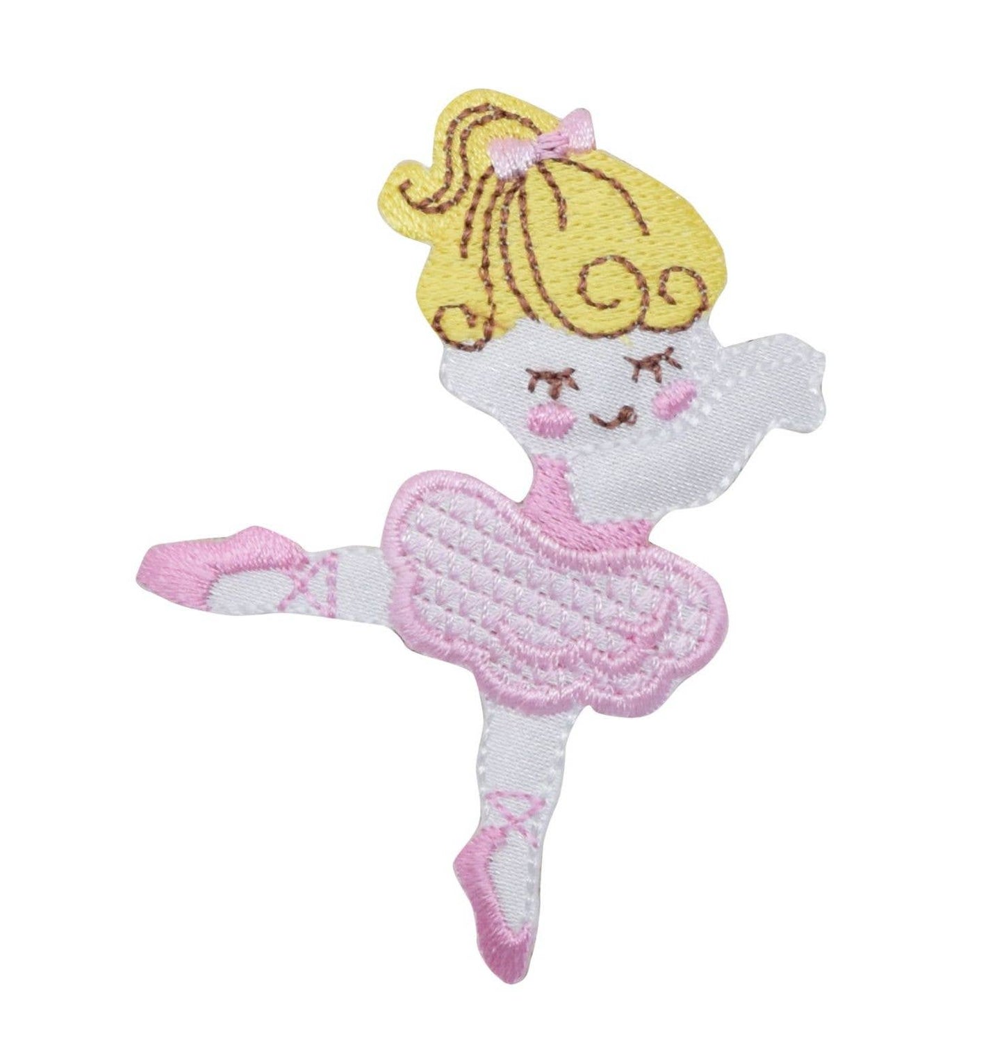 Ballerina Girl - Pink Dress - Blonde Hair - Iron on Applique - Embroidered Patch - 696917A