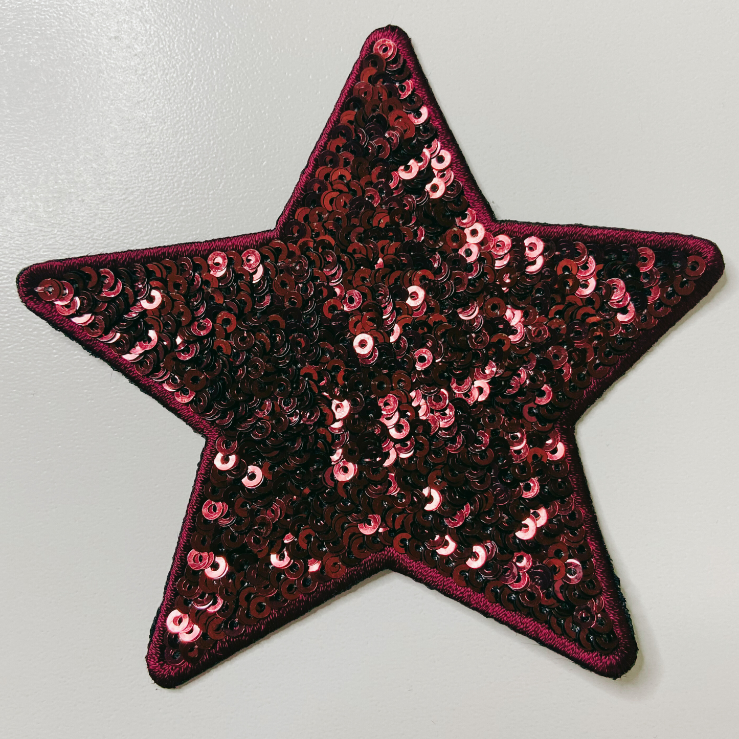 4" Maroon Star - Sequin Embroidered Hat Patch