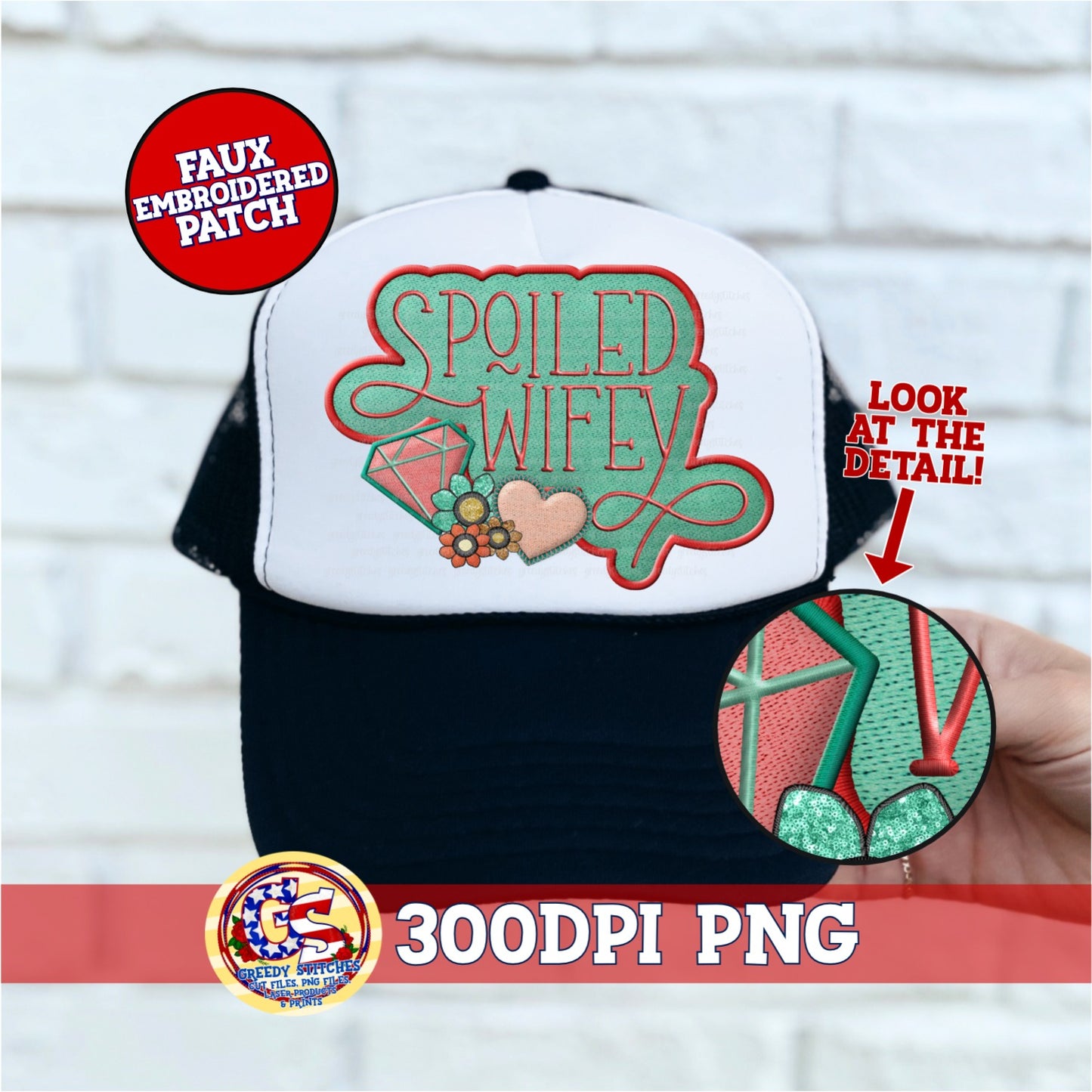 Spoiled Wifey Faux Hat Patch (Direct To Film)