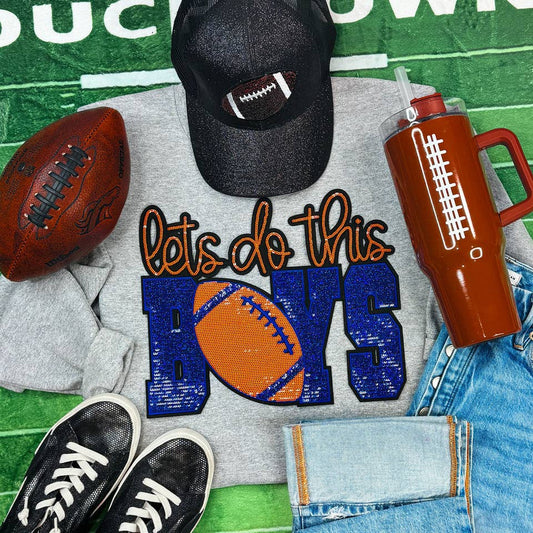 Let's Do This Boys Royal/Orange Sequins Patch