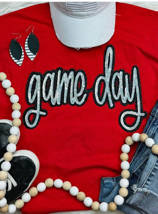 "GameDay" 11.6"W X 6.5"H Team Spirit Mascot Sequin Patch Silver and Black
