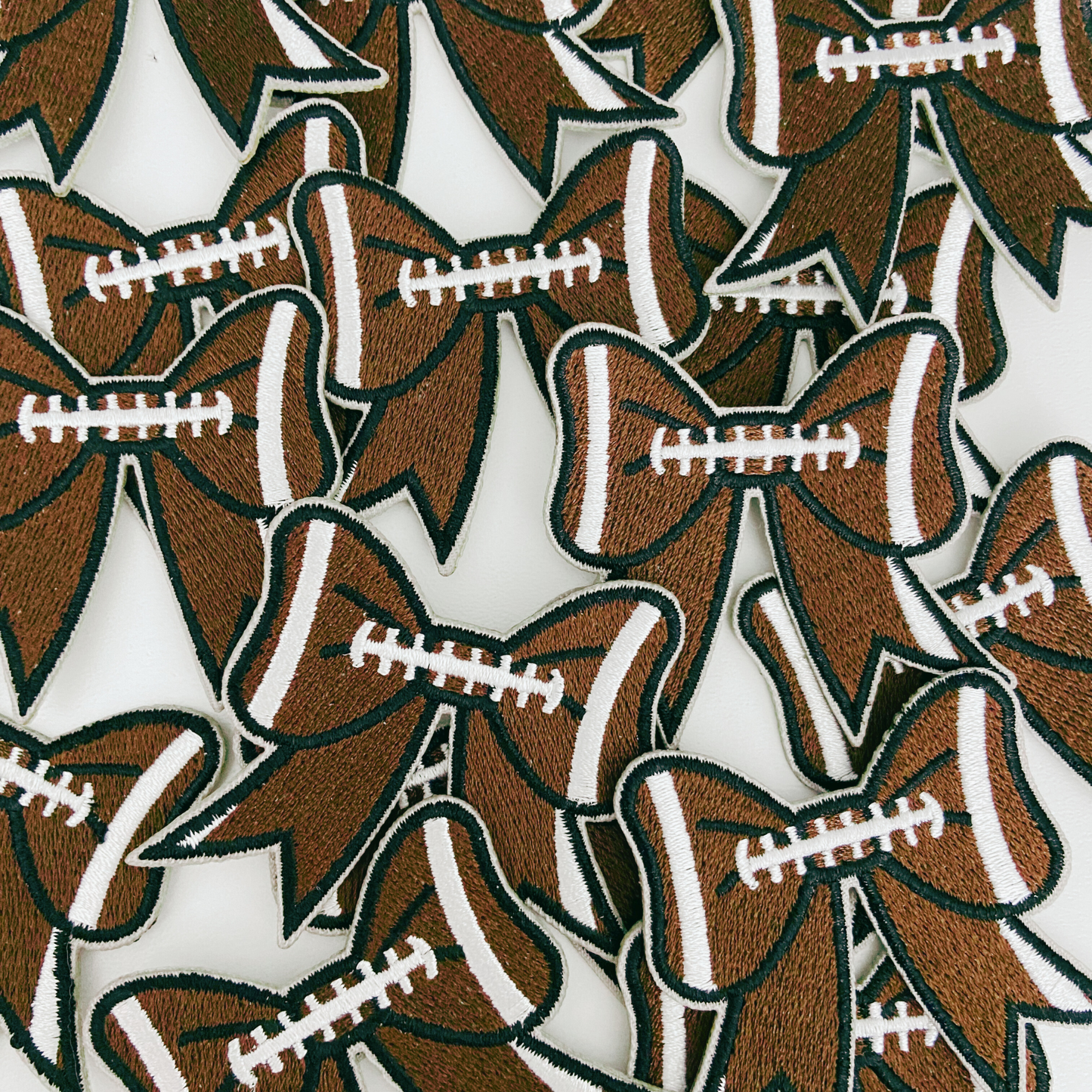 2" Football Bow -  Embroidered Hat Patch