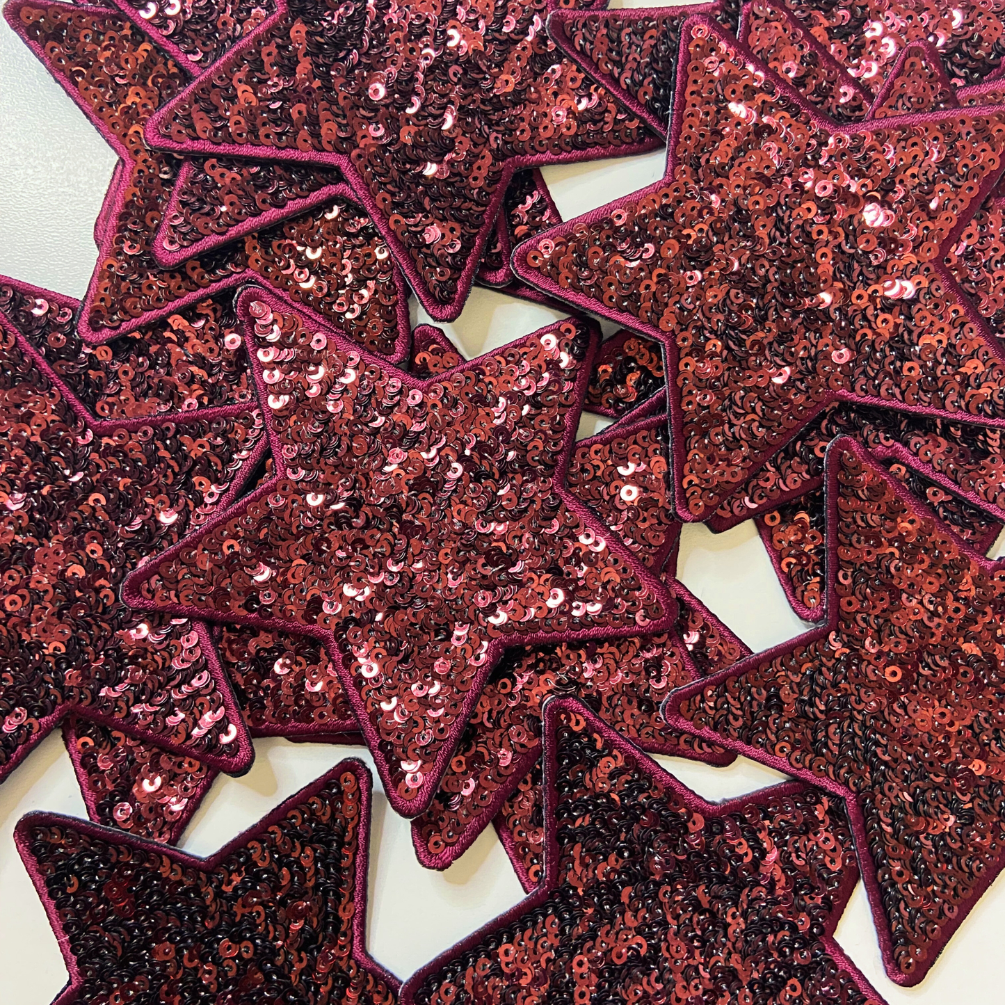 4" Maroon Star - Sequin Embroidered Hat Patch