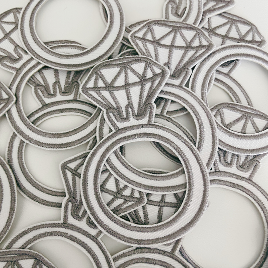 3" RING - Metallic Silver  -  Embroidered Hat Patch