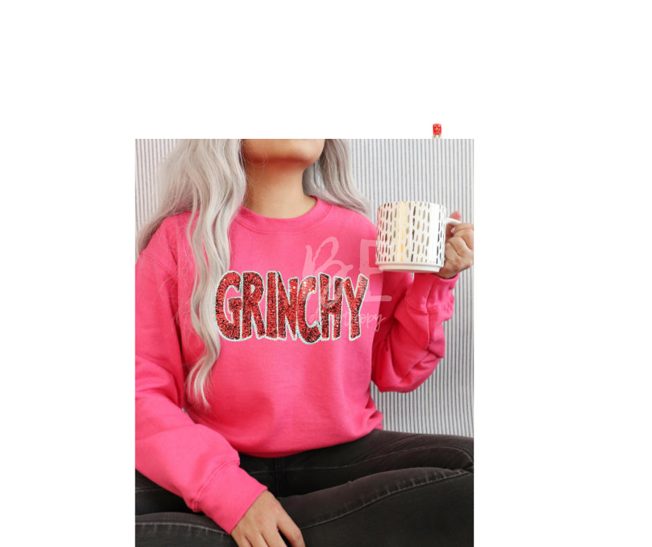 Grinchy Sequins Christmas  Patch- Red