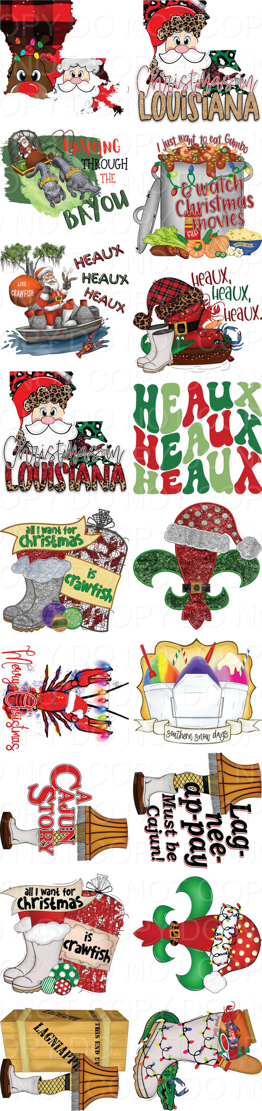 Cajun Christmas Sampler DTF Gang Sheet 95”