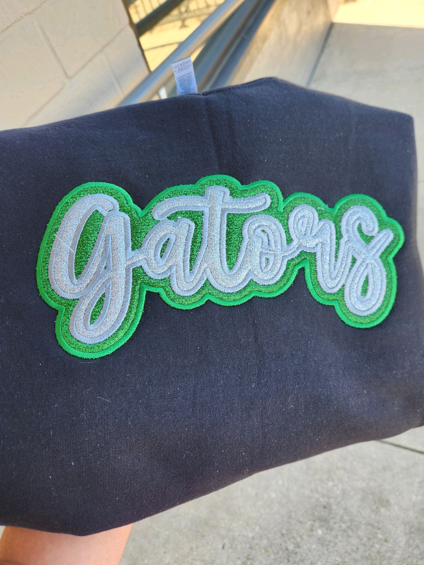 Custom Embroidered Sweatshirt Double Layered Glitter Script