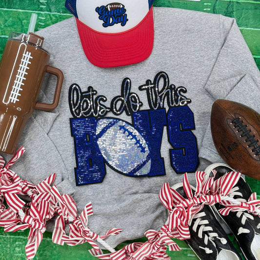 Let's Do This Boys Football Royal/Silver Sequins Patch