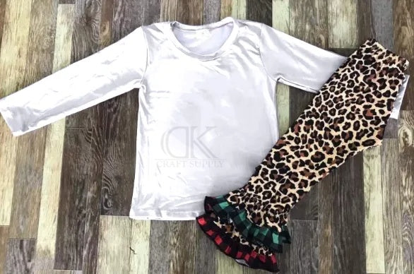 Sublimation Christmas Cheetah Ruffle Pant Outfit